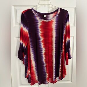 ANDREE Women’s 3X Purple and Red Blouse, Worn Once